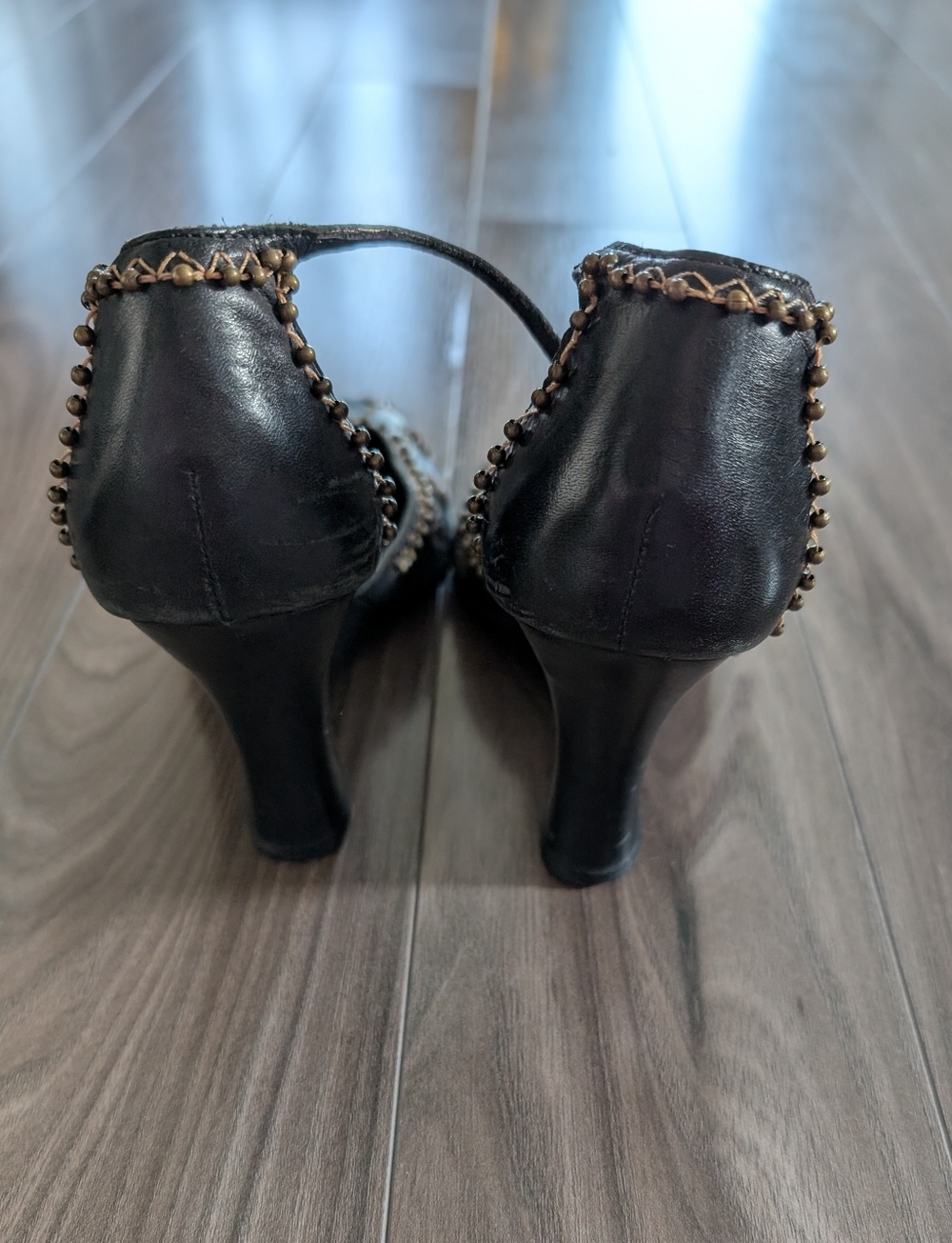 Carlos Black Embroidered Women's Strap Block Wedge Heels (Size 7.5) - Picture 5 of 15